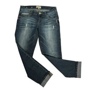 Vintage Y2K Rewind Cropped Ankle Distressed Denim Jeans Size 5 Low Rise Pockets